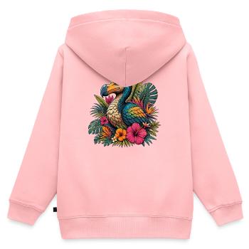 Bunter Papageien-Tropenzauber - Kinder Premium Organic Zip Hoodie - Rosa - Hinten - AI Model Kid Female (0cm)