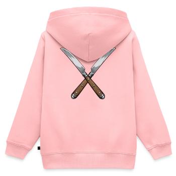 Couteau - Sweat Premium à capuche zippé enfant bio - rose - Dos - AI Model Kid Female (0cm)