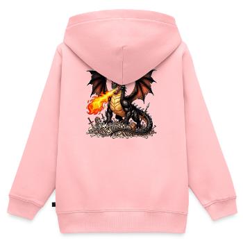 Dragon noir debout sur les squelettes de casse-cou - Sweat Premium à capuche zippé enfant bio - rose - Dos - AI Model Kid Female (0cm)