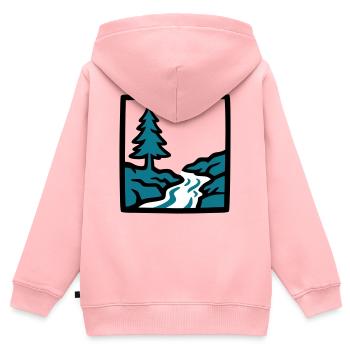 Logo de la nature de la forêt de la rivière - Sweat Premium à capuche zippé enfant bio - rose - Dos - AI Model Kid Female (0cm)