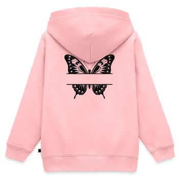 Papillon Fendu - Sweat Premium à capuche zippé enfant bio - rose - Dos - AI Model Kid Female (0cm)