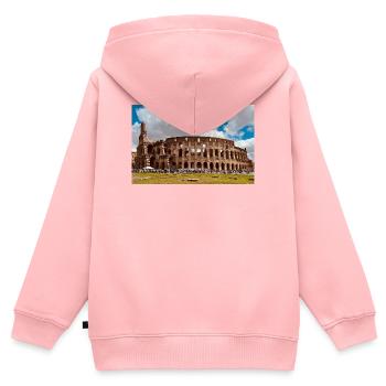 Kolosseum im Sonnenschein - Kinder Premium Organic Zip Hoodie - Rosa - Hinten - AI Model Kid Female (0cm)