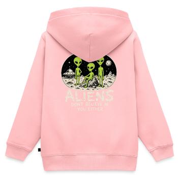 Außerirdische glauben auch nicht an dich - Kinder Premium Organic Zip Hoodie - Rosa - Hinten - AI Model Kid Female (0cm)