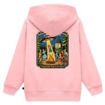 Camp d’enlèvement extraterrestre : Voyages imprévus - Sweat Premium à capuche zippé enfant bio - rose - Dos - AI Model Kid Female (0cm)