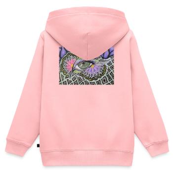 Psychedelisches Einzelauge Muster - Kinder Premium Organic Zip Hoodie - Rosa - Hinten - AI Model Kid Female (0cm)
