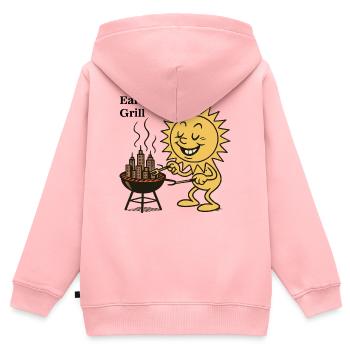 Soleil Barbecue Urbain - Sweat Premium à capuche zippé enfant bio - rose - Dos - AI Model Kid Female (0cm)