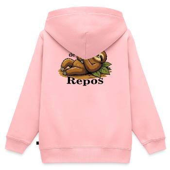 Paresseux Détendu Sur Feuilles - Sweat Premium à capuche zippé enfant bio - rose - Dos - AI Model Kid Female (0cm)