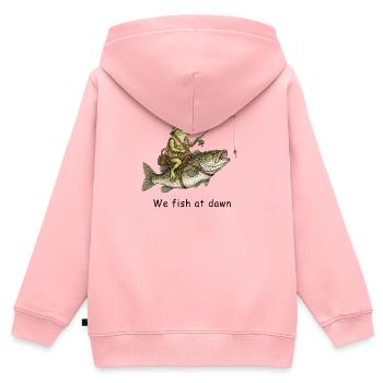 Nous pêchons chez Dawn Frog Angler - Sweat Premium à capuche zippé enfant bio - rose - Dos - AI Model Kid Female (0cm)