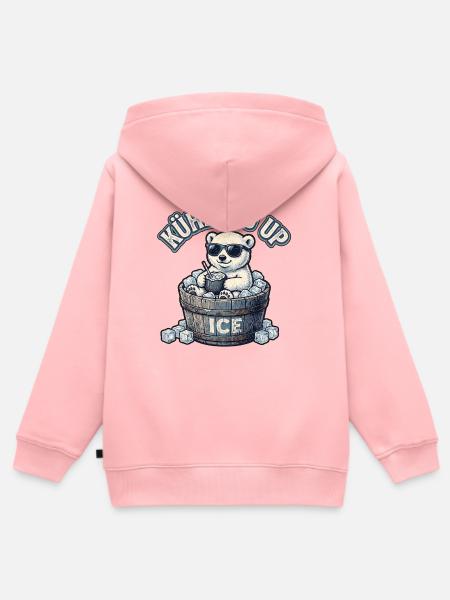 Süsser Eisbär Abkühlung - Kinder Premium Organic Zip Hoodie - Rosa