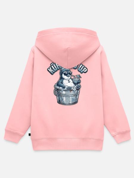Cooler Pinguin Abkühlung - Kinder Premium Organic Zip Hoodie - Rosa