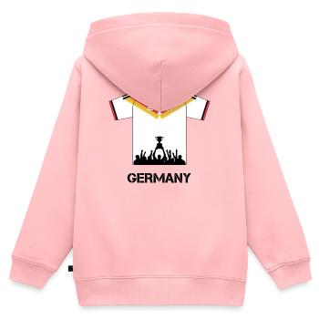 Maillot de football allemand avec coupe – Design du ventilateur - Sweat Premium à capuche zippé enfant bio - rose - Dos - AI Model Kid Female (0cm)
