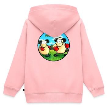 Mäh-Drescher - Kinder Premium Organic Zip Hoodie - Rosa - Hinten - AI Model Kid Female (0cm)