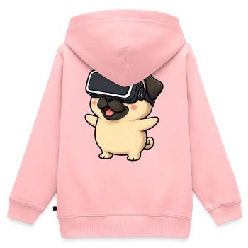 Mignon carlin dans le dessin animé de Gamer en réalité virtuelle - Sweat Premium à capuche zippé enfant bio - rose - Dos - AI Model Kid Female (0cm)