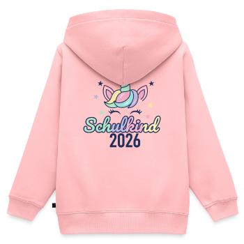 Kinder Schulanfang Einhorn Schulkind 2026 - Kinder Premium Organic Zip Hoodie - Rosa - Hinten - AI Model Kid Female (0cm)