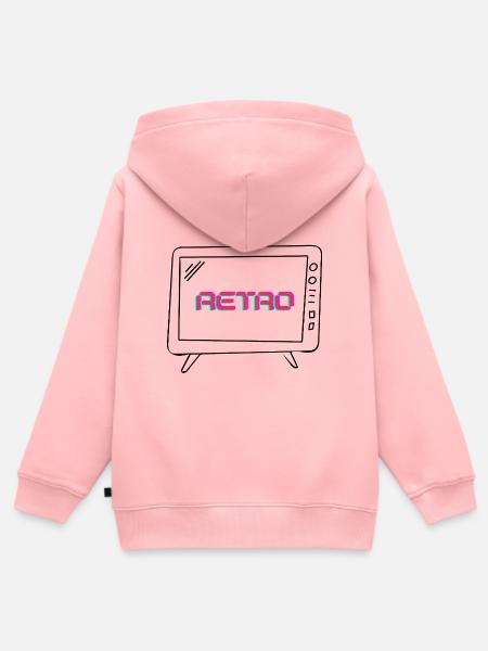 Retro-Neon-Glitch - Kinder Premium Organic Zip Hoodie - Rosa