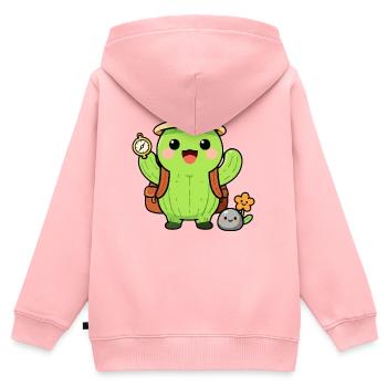 Entdeckerkaktus mit Rucksack - Kinder Premium Organic Zip Hoodie - Rosa - Hinten - AI Model Kid Female (0cm)
