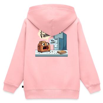 J'ai Faim Humour Grille-Pain Frigo - Sweat Premium à capuche zippé enfant bio - rose - Dos - AI Model Kid Female (0cm)