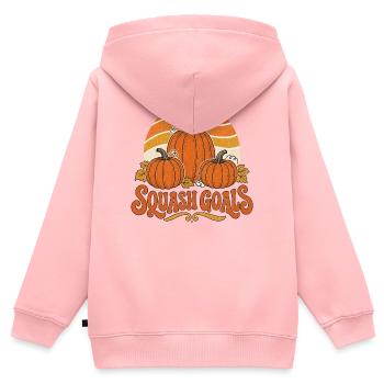 Squash Goals Autumn Pumpkin Trio - Sweat Premium à capuche zippé enfant bio - rose - Dos - AI Model Kid Female (0cm)