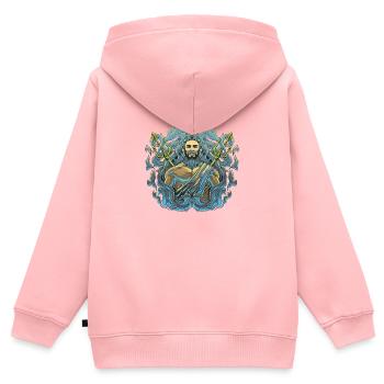 Dessin du trident du dieu de la mer Poséidon - Sweat Premium à capuche zippé enfant bio - rose - Dos - AI Model Kid Female (0cm)