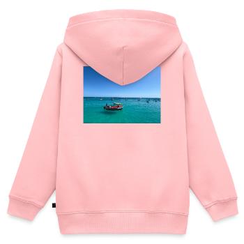 Türkises Meer und Boote - Kinder Premium Organic Zip Hoodie - Rosa - Hinten - AI Model Kid Female (0cm)