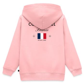 Courchevel Frankreich Koordinaten Reise Souvenir - Kinder Premium Organic Zip Hoodie - Rosa - Hinten - AI Model Kid Female (0cm)