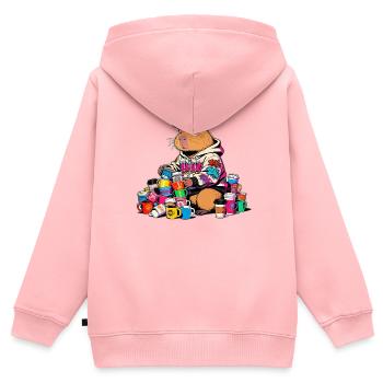 Tassensammelnde Kapybara - Kinder Premium Organic Zip Hoodie - Rosa - Hinten - AI Model Kid Female (0cm)