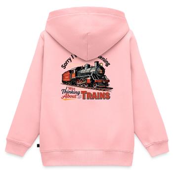 Nostalgische Dampflok Illustration - Kinder Premium Organic Zip Hoodie - Rosa - Hinten - AI Model Kid Female (0cm)