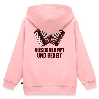 Akkordeon - Ausgeklappt und bereit - Kinder Premium Organic Zip Hoodie - Rosa - Hinten - AI Model Kid Female (0cm)
