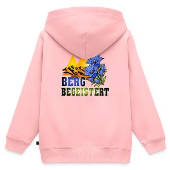 Bergbegeistert-Enzian - Kinder Premium Organic Zip Hoodie - Rosa - Hinten - AI Model Kid Female (0cm)