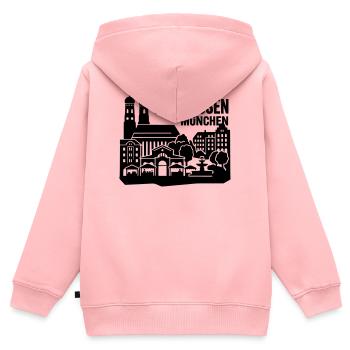 München Skyline Haidhausen - Kinder Premium Organic Zip Hoodie - Rosa - Hinten - AI Model Kid Female (0cm)