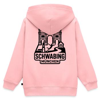 München Schwabing – Minimalistisches Skyline  - Kinder Premium Organic Zip Hoodie - Rosa - Hinten - AI Model Kid Female (0cm)