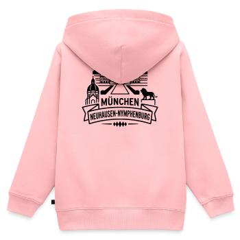 München Neuhausen Nymphenburg - Kinder Premium Organic Zip Hoodie - Rosa - Hinten - AI Model Kid Female (0cm)