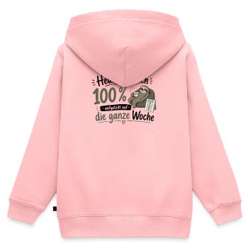 100% Energie verteilt: Wochenplan-Sloth - Kinder Premium Organic Zip Hoodie - Rosa - Hinten - AI Model Kid Female (0cm)