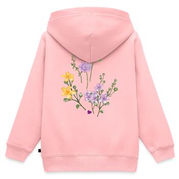 Gartenblumen  - Kinder Premium Organic Zip Hoodie - Rosa - Hinten - AI Model Kid Female (0cm)