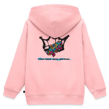 Skatershirt für Kids - Kinder Premium Organic Zip Hoodie - Rosa - Hinten - AI Model Kid Female (0cm)