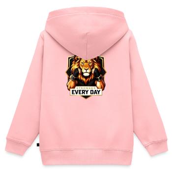 Löwenkraft: Stärker jeden Tag - Kinder Premium Organic Zip Hoodie - Rosa - Hinten - AI Model Kid Female (0cm)