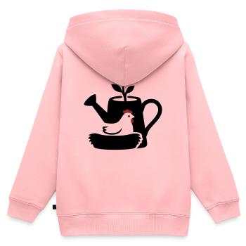 Graphique graphique de nid de poulet en arrosoir - Sweat Premium à capuche zippé enfant bio - rose - Dos - AI Model Kid Female (0cm)