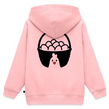 Icône du poulet en panier à œufs - Sweat Premium à capuche zippé enfant bio - rose - Dos - AI Model Kid Female (0cm)