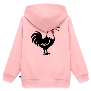 Logo de la ferme Rooster Crows - Sweat Premium à capuche zippé enfant bio - rose - Dos - AI Model Kid Female (0cm)
