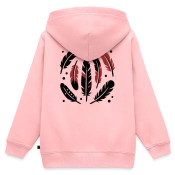 Logo du cercle de plumes d’oiseau - Sweat Premium à capuche zippé enfant bio - rose - Dos - AI Model Kid Female (0cm)