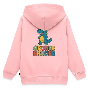 Dinosaurier Großer Bruder - Kinder Premium Organic Zip Hoodie - Rosa - Hinten - AI Model Kid Female (0cm)