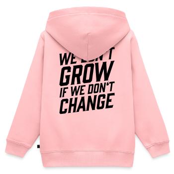 On ne grandit pas si on ne change pas de T-shirt - Sweat Premium à capuche zippé enfant bio - rose - Dos - AI Model Kid Female (0cm)