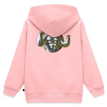 Affe Gorilla Power Design - Kinder Premium Organic Zip Hoodie - Rosa - Hinten - AI Model Kid Female (0cm)