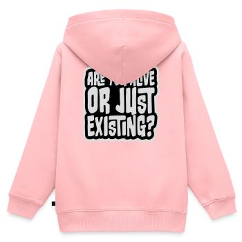 Are You Alive Or Just Existing Nachdenklich Spruch - Kinder Premium Organic Zip Hoodie - Rosa - Hinten - AI Model Kid Female (0cm)