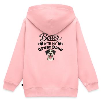 La vie est meilleure avec mon Dogue allemand - Sweat Premium à capuche zippé enfant bio - rose - Dos - AI Model Kid Female (0cm)