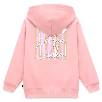 Merci - Sweat Premium à capuche zippé enfant bio - rose - Dos - AI Model Kid Female (0cm)