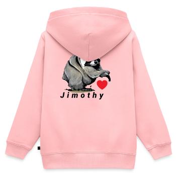 Conception du cœur de Jimothy Suricate - Sweat Premium à capuche zippé enfant bio - rose - Dos - AI Model Kid Female (0cm)