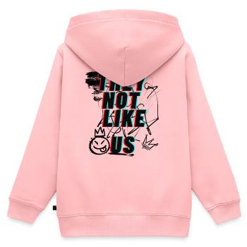 Sie mögen uns nicht Straßentypografie - Kinder Premium Organic Zip Hoodie - Rosa - Hinten - AI Model Kid Female (0cm)