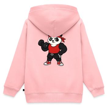 Gym Panda - Sweat Premium à capuche zippé enfant bio - rose - Dos - AI Model Kid Female (0cm)