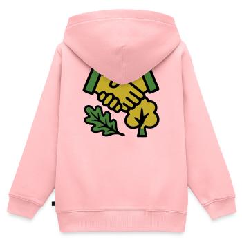 Poignée de main Logo de la Forêt Naturelle - Sweat Premium à capuche zippé enfant bio - rose - Dos - AI Model Kid Female (0cm)